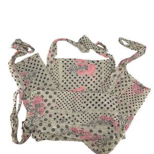 Free People Bohemian Floral Shopping Tote Bag Beige Pink Bundle of 4